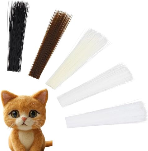 1500Pcs 5 Bags 5 Colors Simulated Cat Artificial Animal Whisker Realistic Costume Halloween Prosthetic Bendable Thin Long Cats Plastic Whiskers for Needle Felting Arts DIY Crafts Supply in Kuwait