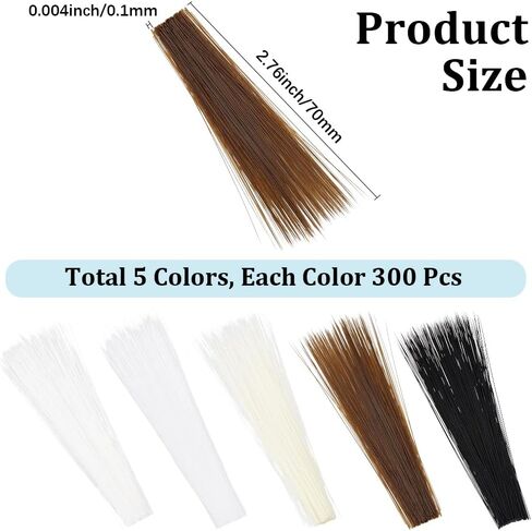 1500Pcs 5 Bags 5 Colors Simulated Cat Artificial Animal Whisker Realistic Costume Halloween Prosthetic Bendable Thin Long Cats Plastic Whiskers for Needle Felting Arts DIY Crafts Supply in Kuwait