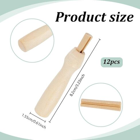 PH PandaHall 12pcs Wool Felting Needle Handle Wooden Punch Felting Handles, Punch Needle Holder Tools for Cross Stitch DIY Crafts Projects Handmade Gifts, 3.2x0.6 inch in Kuwait