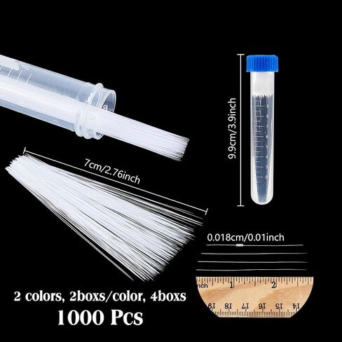 NBEADS 1000 Pcs 2 Colors Animal Whiskers for Crafts Needle Felting, 2.76inch Long Simulated Animal Whiskers Plastic Craft Animal Beards Fursuit Whiskers for Cat, Mouse, Rabbit, Puppets in Kuwait