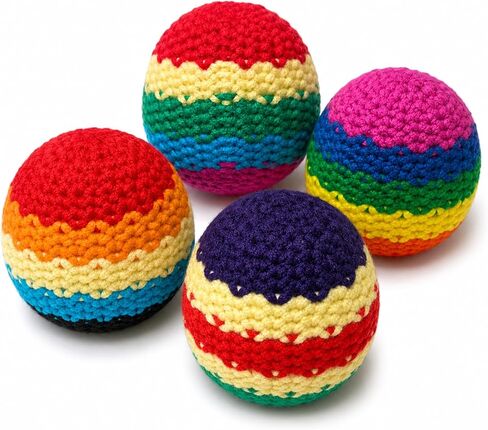 Hacky Foot Bag Sacks Set, Colorful Crochet Footbag for Adults Beginners, Sand Filled Juggling Balls, Portable Handwoven Retro Toss Balls for Outdoor Lawn Games & Stress Relief in Kuwait