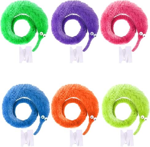 UNIME 12 Pack Magic Worm Toys Wiggly Twisty Fuzzy Worms On String Trick Toys Carnival Party Favors,6 Colors in Kuwait
