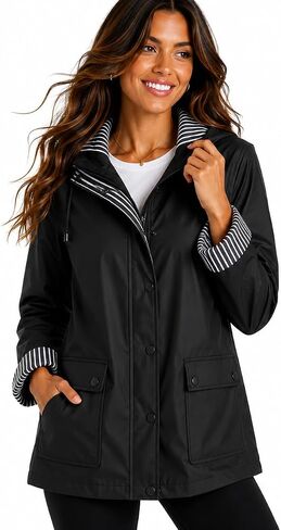 URBAN REPUBLIC Woman’s Raincoat – Water Resistant Slicker Shell Windbreaker Rain Jacket (S-3XL) in Kuwait