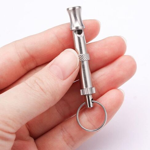 Silver Adjustable Ultrasonic Dog Whistle, Portable Whistle Pet Whistle Supersonic Whistle Dog Whistles for Pet Training, Dog Whistles, Training and Behavior Aids in Kuwait
