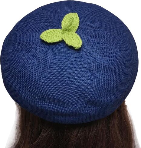 Blueberry Beret Three Leaves Hat Plant Cosplay Vintage Cap Xmas Gift Lovely Decor in Kuwait