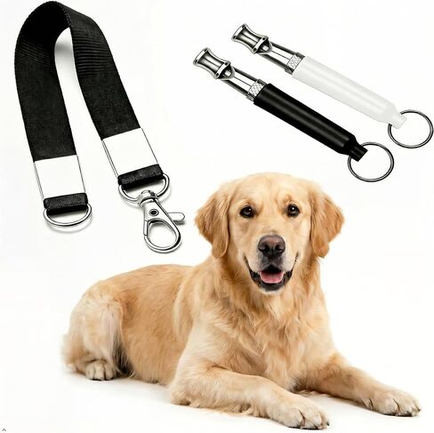 2 Pack Adjustable Ultrasonic Dog Whistles, Silent Dog Training Whistles for Recall & Behavior Guidance, with Lanyard (Black & White) in Saudi Arabia