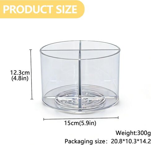 Lickable Cat Treats Organizer, 360° Rotating Acrylic Lazy Susan with 4 Compartments, Squeeze Up Cat Treat Tube Storage Organizer for Puree Snacks, Kitchen Cabinet, Pantry and Countertop in Kuwait