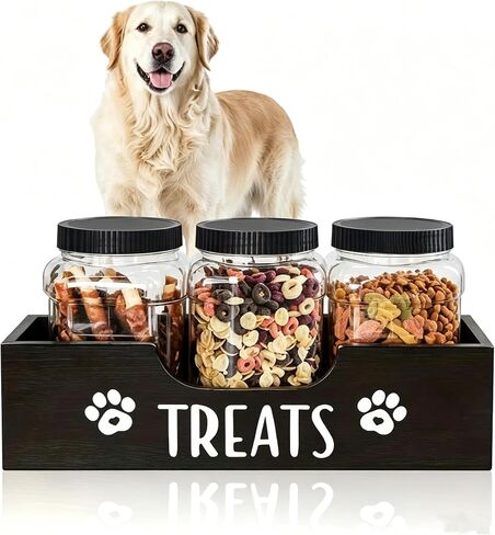 Dog Treats Container Set for Countertop, Dog Food Storage with 3 Jars in Saudi Arabia