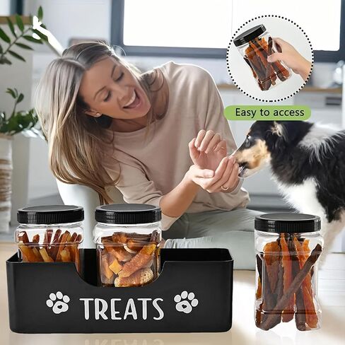 Dog Treats Container Set for Countertop, Dog Food Storage with 3 Jars in Saudi Arabia
