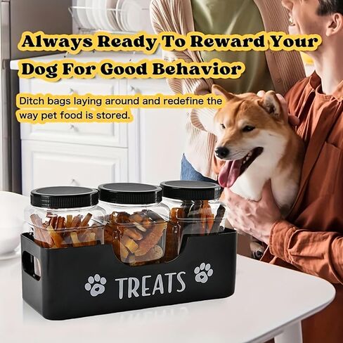 Dog Treats Container Set for Countertop, Dog Food Storage with 3 Jars in Saudi Arabia