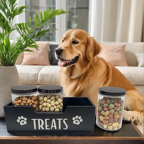 Dog Treats Container Set for Countertop, Dog Food Storage with 3 Jars in Saudi Arabia