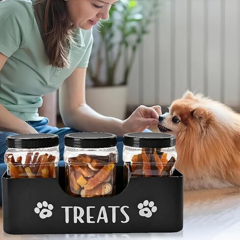 Dog Treats Container Set for Countertop, Dog Food Storage with 3 Jars in Saudi Arabia
