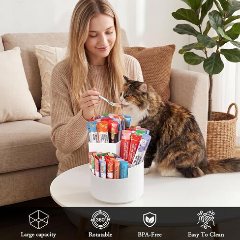 Junkin Lickable Cat Treat Container & Food Organizer, Spoon, White Layered in Kuwait
