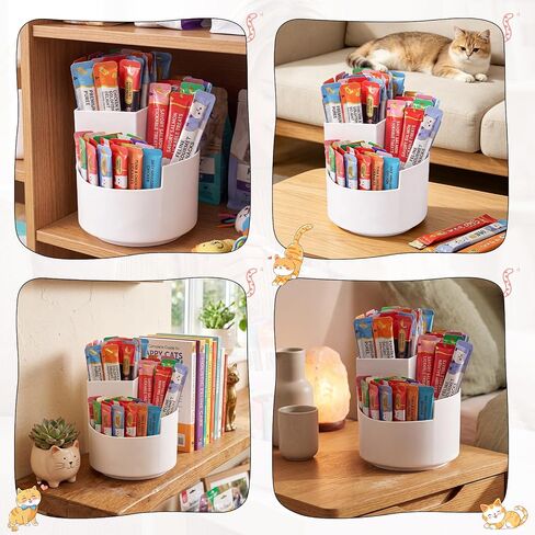 Junkin Lickable Cat Treat Container & Food Organizer, Spoon, White Layered in Kuwait