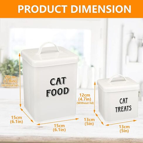 Morezi Farmhouse Cat Food Storage Container with Lid and Scoop, Pet Food Treats Holder, Sturdy Canister Tins for Kitchen Countertop, Shelf, Great Gift for Pet Owners, 5 lbs in Kuwait