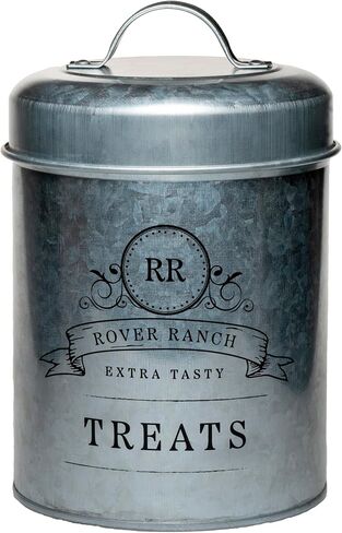 Amici Home Rover Ranch Metal Pet Treat Canister, 64 Oz - Silver in Kuwait