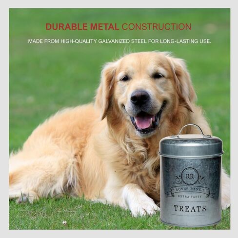 Amici Home Rover Ranch Metal Pet Treat Canister, 64 Oz - Silver in Kuwait
