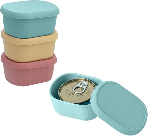 3 Pack Cat Food Storage Container for 3oz Wet Cans, Silicone Airtight Lid in Kuwait