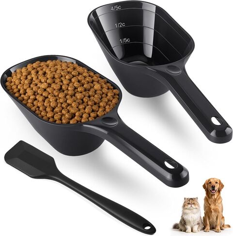 Dog Food Scoop Set with Silicone Can Scraper, 2 Measuring Cups for Pets in Kuwait