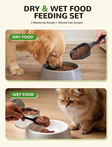 Dog Food Scoop Set with Silicone Can Scraper, 2 Measuring Cups for Pets in Kuwait