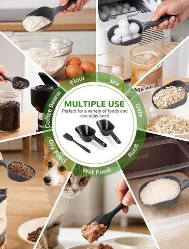Dog Food Scoop Set with Silicone Can Scraper, 2 Measuring Cups for Pets in Kuwait