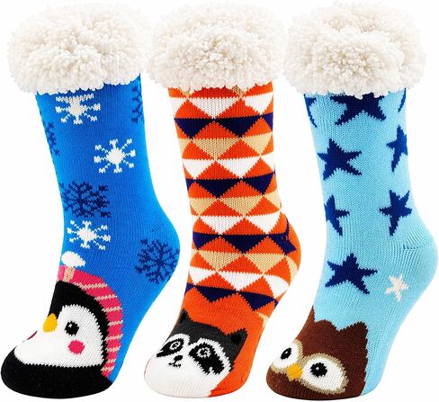 Fluffy Thermal Sherpa Slipper Socks, 3 Pairs for Women, Ultra Soft Christmas Winter Non Skid in Kuwait