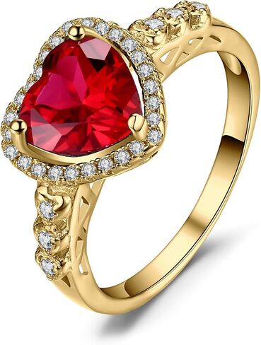 JewelryPalace Heart Of Ocean Heart Created Red Ruby Halo Promise Ring for her, Anniversary 925 Sterling Silver Rings for Women, Forever Love Gemstone Rings, Girls Womens Jewelry Sets in Saudi Arabia