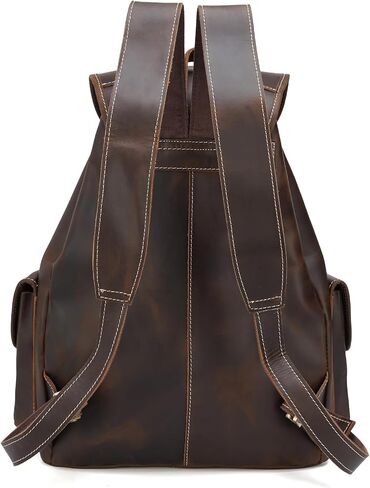 Polare Vintage Full Grain Leather Rucksack Backpack Casual Travel Satchel Bag Daypack for Men Women in Kuwait