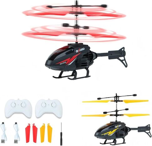 RC Helicopter for Kids, Remote Control Toy,Gesture Sensing Indoor Flying Helicopter with 10Mins Flight,RC Airplane for Kids with Light,Birthday Gifts for Boys and Girls（Red+Yellow in Kuwait