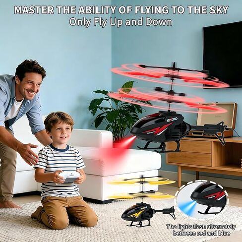 RC Helicopter for Kids, Remote Control Toy,Gesture Sensing Indoor Flying Helicopter with 10Mins Flight,RC Airplane for Kids with Light,Birthday Gifts for Boys and Girls（Red+Yellow in Kuwait