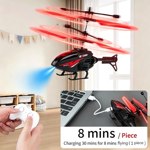 RC Helicopter for Kids, Remote Control Toy,Gesture Sensing Indoor Flying Helicopter with 10Mins Flight,RC Airplane for Kids with Light,Birthday Gifts for Boys and Girls（Red+Yellow in Kuwait