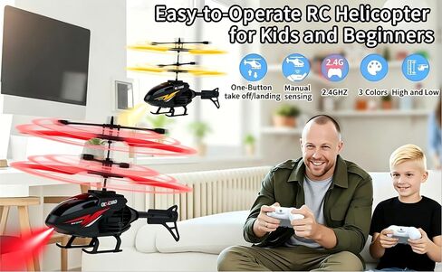 RC Helicopter for Kids, Remote Control Toy,Gesture Sensing Indoor Flying Helicopter with 10Mins Flight,RC Airplane for Kids with Light,Birthday Gifts for Boys and Girls（Red+Yellow in Kuwait
