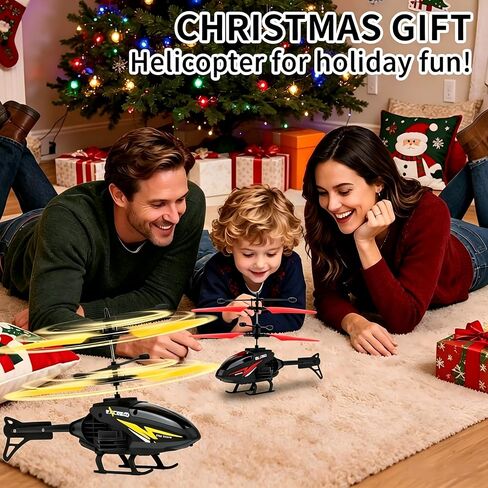 RC Helicopter for Kids, Remote Control Toy,Gesture Sensing Indoor Flying Helicopter with 10Mins Flight,RC Airplane for Kids with Light,Birthday Gifts for Boys and Girls（Red+Yellow in Kuwait