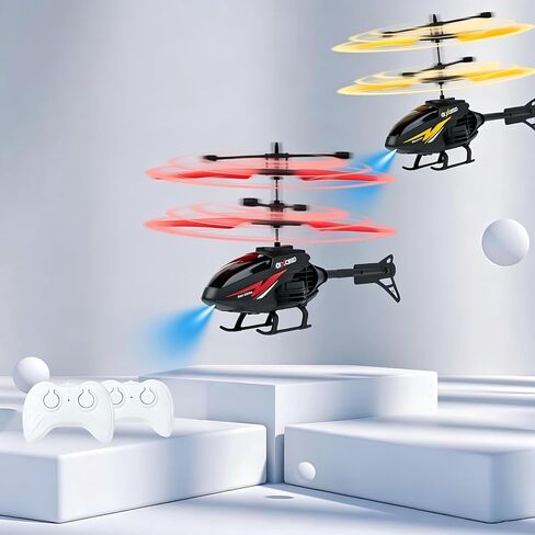RC Helicopter for Kids, Remote Control Toy,Gesture Sensing Indoor Flying Helicopter with 10Mins Flight,RC Airplane for Kids with Light,Birthday Gifts for Boys and Girls（Red+Yellow in Kuwait