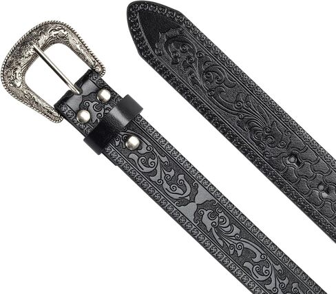 UTOWO Adjustable Vintage Western-Belts for Women Men Embossed PU Leather Buckles Cowboy-Cowgirl-Belt (for 28-38" Waist) in Kuwait