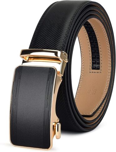 28"-68" Men's Leather Ratchet Dress Belt Big And Tall With Automatic Buckle in Kuwait