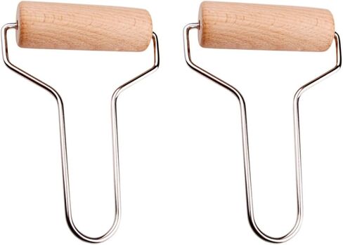 2pcs Wooden Clay Roller with Stainless Steel Handle Embossing in Kuwait
