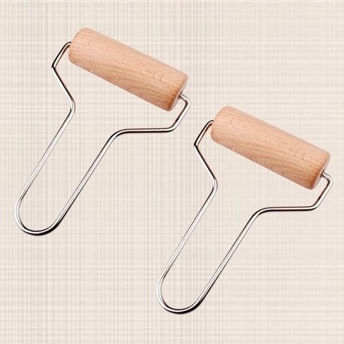 2pcs Wooden Clay Roller with Stainless Steel Handle Embossing in Kuwait