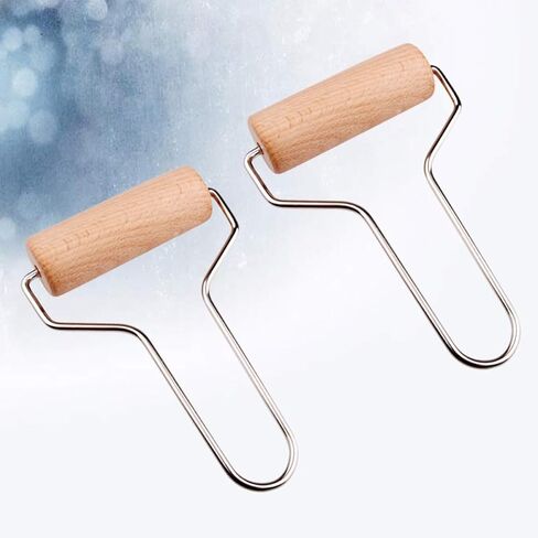 2pcs Wooden Clay Roller with Stainless Steel Handle Embossing in Kuwait