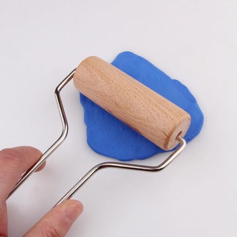 2pcs Wooden Clay Roller with Stainless Steel Handle Embossing in Kuwait