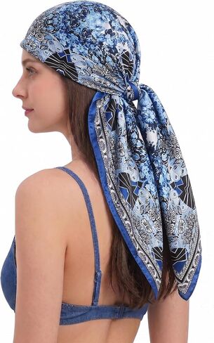 YOUR SMILE Silk Like Scarf Women's Fashion Pattern Large Square Satin Headscarf Headdress in Kuwait