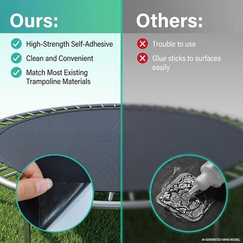 Trampoline Patch Repair Kit, Self-Adhesive Trampoline Repair Kit with 4 Large 7.8 x 4 in Rectangular Patches for Trampoline Mat Holes & Tears, Scraper and Cleaning Wipes in Kuwait