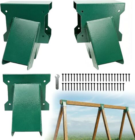 A-Frame Swing Brackets, 4x4 Base 4 Pcs (Inner Size 3.6"x3.6") - Heavy Duty Swing Support for Wood and Concrete Floor, Corrosion-Resistant Metal Powder Coated in Kuwait