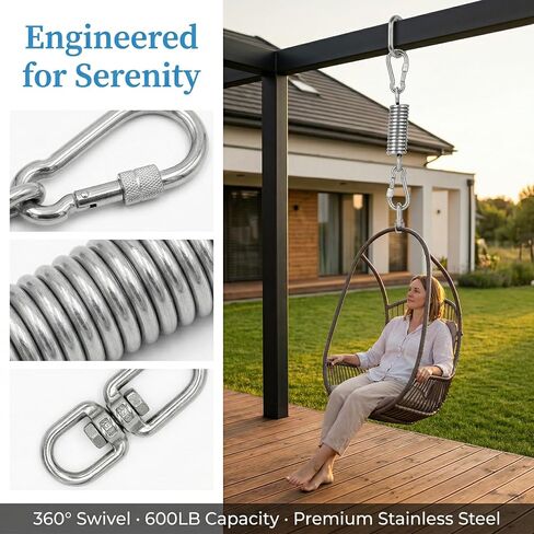 Premium Hammock Chair Hanging Kit with 2 Carabiner and Rotating Hook in Kuwait