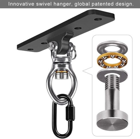 Dolibest Heavy Duty Swing Hanger, Swing Set Accessorie with Carabiner for Indoor Outdoor Playground, Porch Swing Hanging Kit for Wooden and Concrete Set with 4 Wood Screws and 4 Expansion Bolts, 900LB in Kuwait