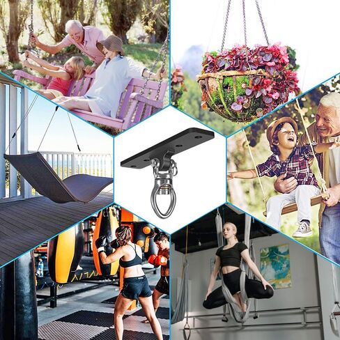 Dolibest Heavy Duty Swing Hanger, Swing Set Accessorie with Carabiner for Indoor Outdoor Playground, Porch Swing Hanging Kit for Wooden and Concrete Set with 4 Wood Screws and 4 Expansion Bolts, 900LB in Kuwait
