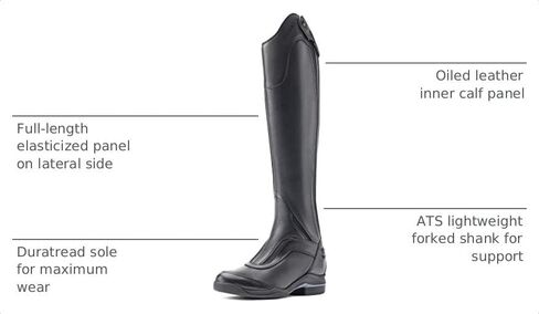 ARIAT Women's V Sport Zip Tall Riding Boot Equestrian, Black, 8 in Kuwait