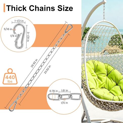 2 Pack Swing Extension Chains, 1/5 x 30 Inch Heavy Duty Chain with 4 Hooks in Kuwait