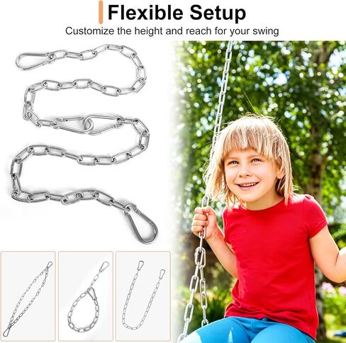 2 Pack Swing Extension Chains, 1/5 x 30 Inch Heavy Duty Chain with 4 Hooks in Kuwait