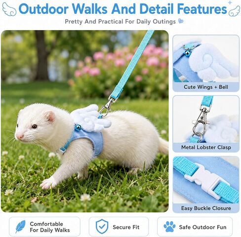 Nogeqi Ferret Harness and Leash Set, Guinea Pig Harness and Leash in Kuwait